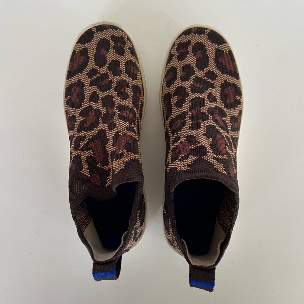 Rothy’s Chelsea Slip-On High Wildcat Cheetah Print High Top Sneaker, Brown, 7 - Picture 3 of 11